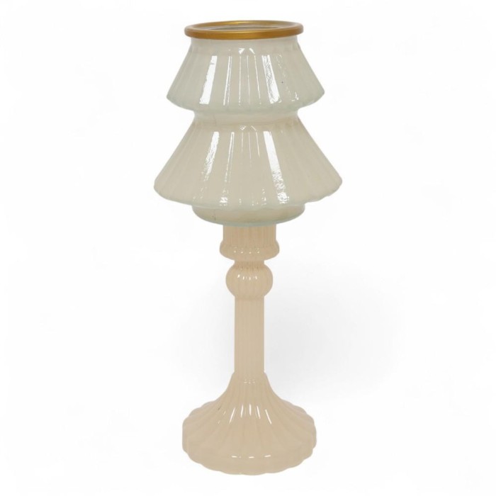 PORTACANDELA VETRO TALLINA CREMA H.25